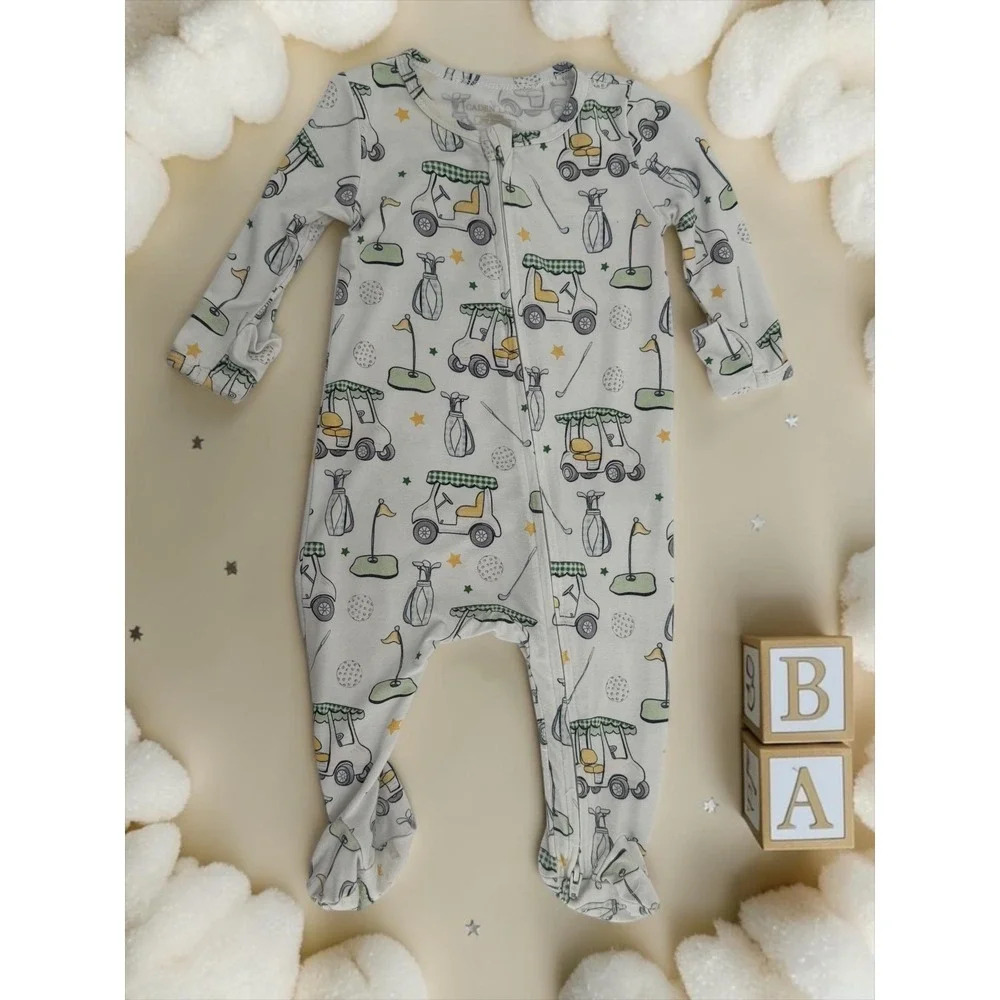 Caden Lane Golf Cart Bamboo Zipper Footie Sleeper 0-3M